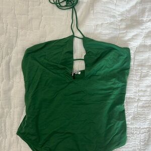 Brand new kelly green Reformation bodysuit with plunging neckline